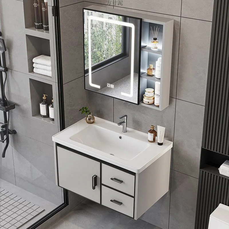 

washbasin bathroom cabinet combination bathroom cabinet integrated ceramic wash basin household washstand Customizable