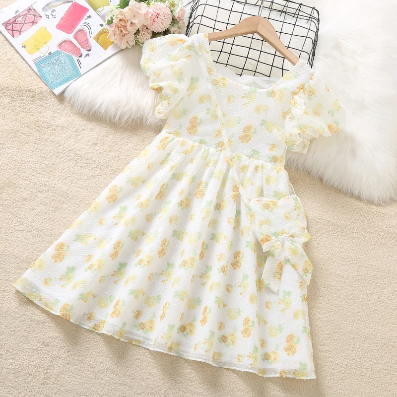 Summer Kids Princess Flower Dresses for Girls Clothes Teenagers Short Sleeve Party Dress Children Costumes 4 6 8 10 12 13 Years