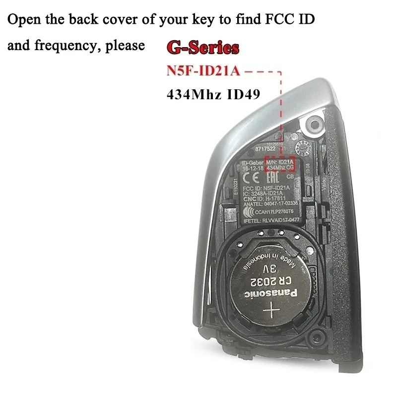 DIYKEY OEM N5F-ID21A do BMW 3 5 6 7 X3 X5 X7 G Series G11 G30 G32 2018 2019 2020 2021 Smart 434MHz ID49 Proximity Key Remote