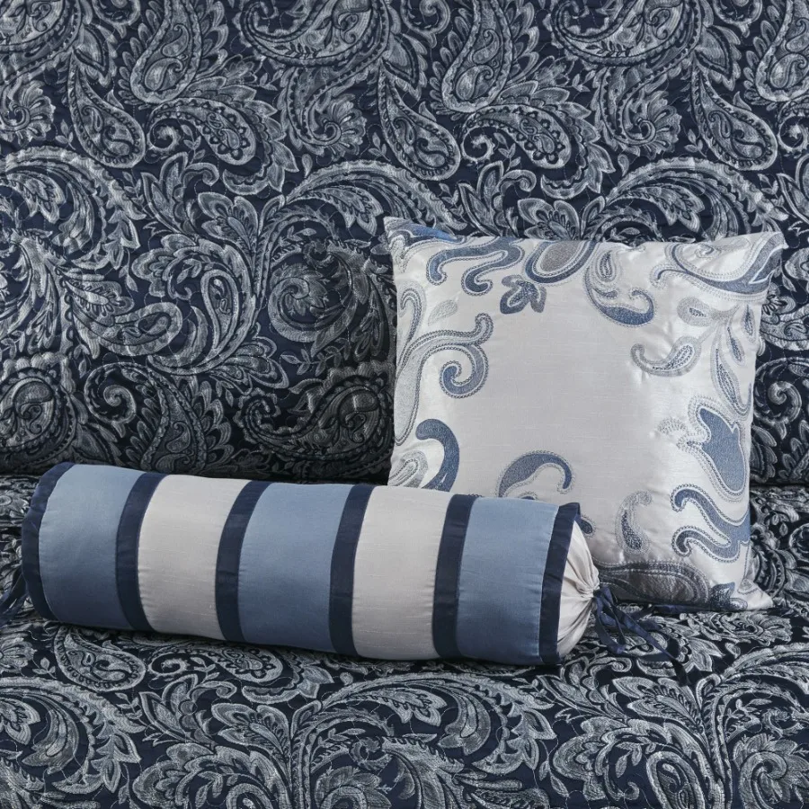Conjunto de colcha jacquard de 5 peças com almofadas