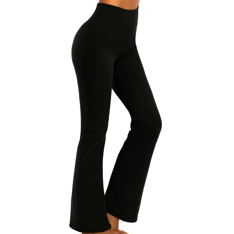 

2025 модные брюки-клеш со стандартной талией, женские удобные утягивающие черные офисные брюки с эластичной резинкой на талии