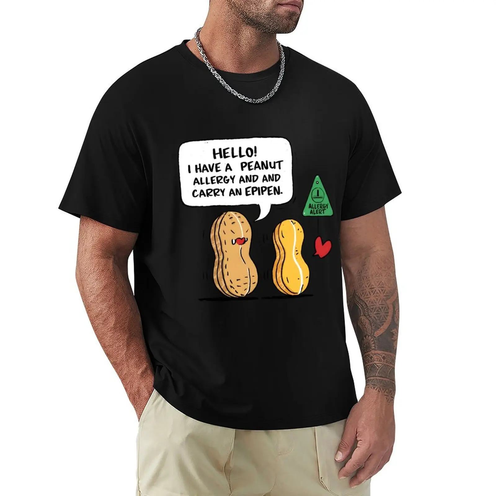 Peanut Allergy Epipen Awareness T-Shirt Big and Tall Gym T-Shirt