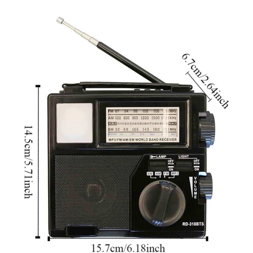 Radio de emergencia portátil Solar, linterna LED, cargador de teléfono, receptor de Radio FM AM SW, multifunción, multibanda