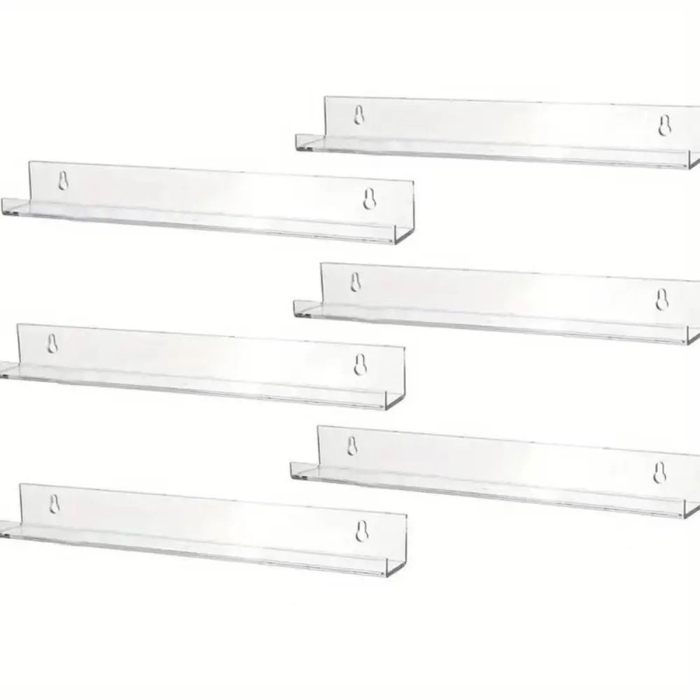 Estante para discos de vinilo de montaje en pared, estantes flotantes transparentes de 4