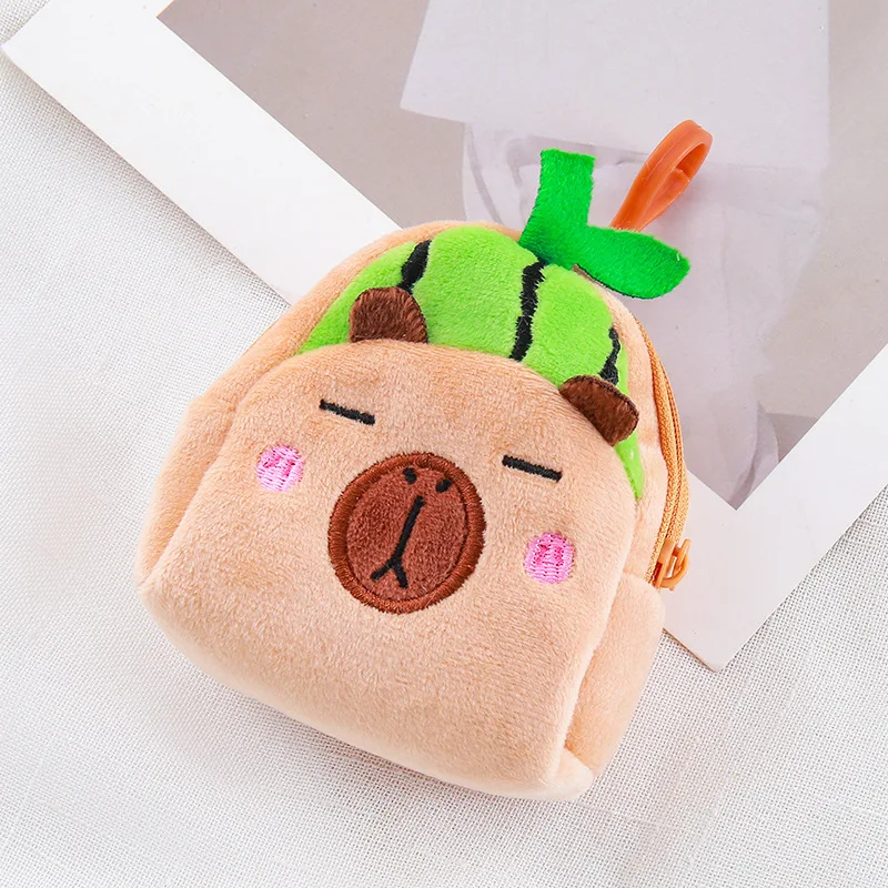 Creativo cartone animato Toast pane Hamburger portamonete Kawaii cerniera portafoglio peluche frutta capibara Hamburger portamonete per bambini