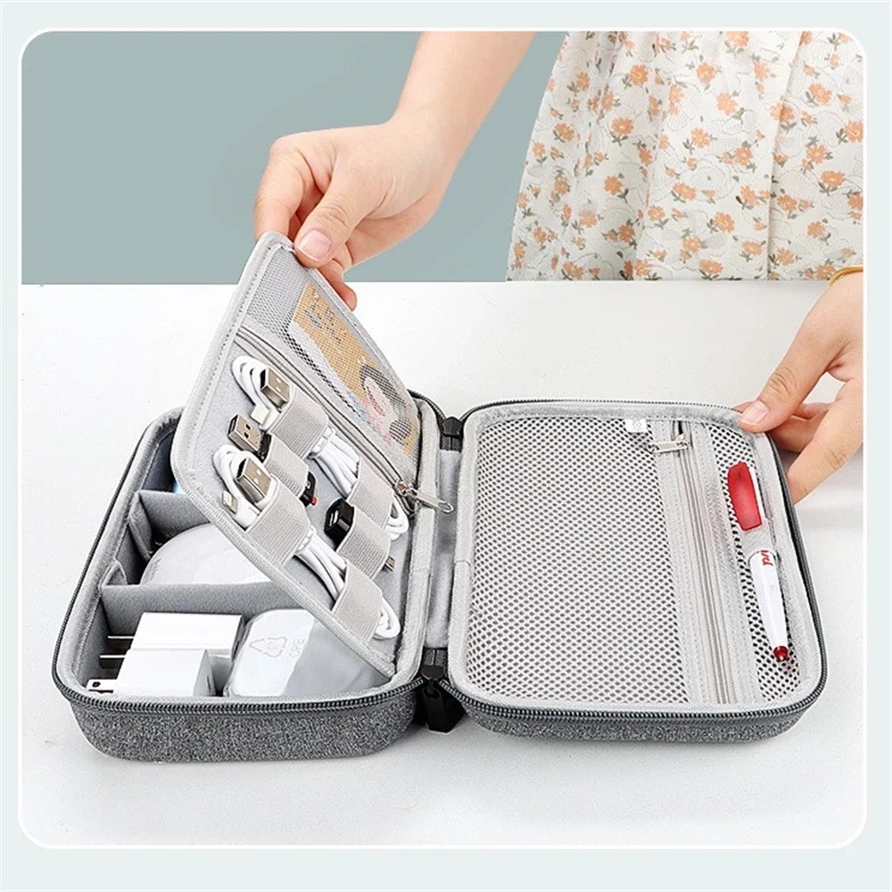 Große Kapazität Reise-Elektronikzubehör-Organizer Tablet-Festplatten-Kabel Tragbare Aufbewahrungstasche EVA Duricrust Airbag – Detail 8