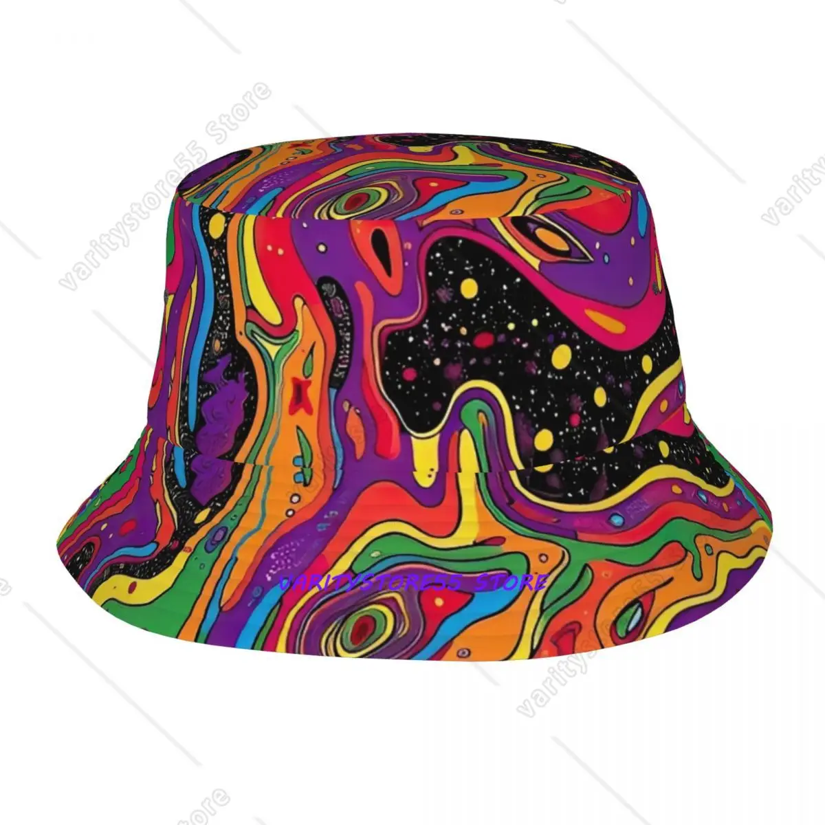 Psychedelic Neon Tie-Dye Bucket Hat for Woman Beach Field Hat Street Lightweight for Camping Fishing Cap Panama Hat
