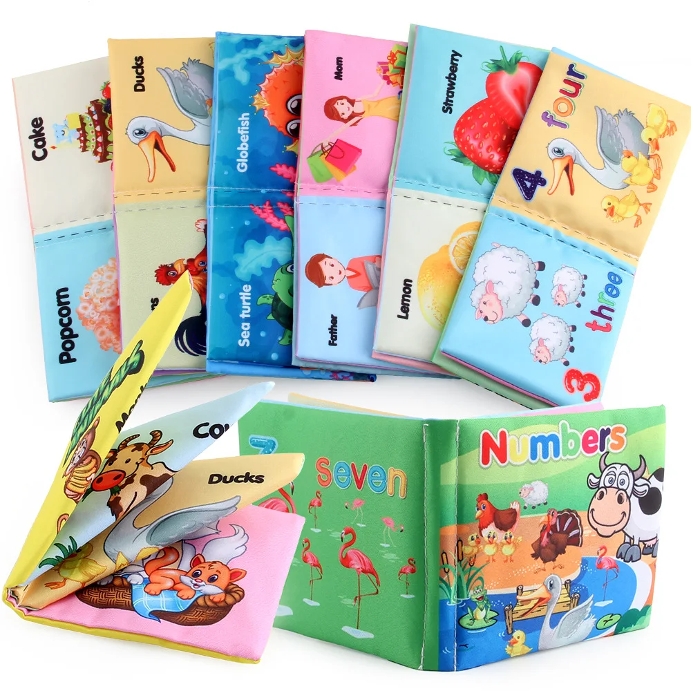 

Baby Early education cloth Palm book English animal cognitive Toys Children Montessori Multiple Types Soft Washable for KIDS