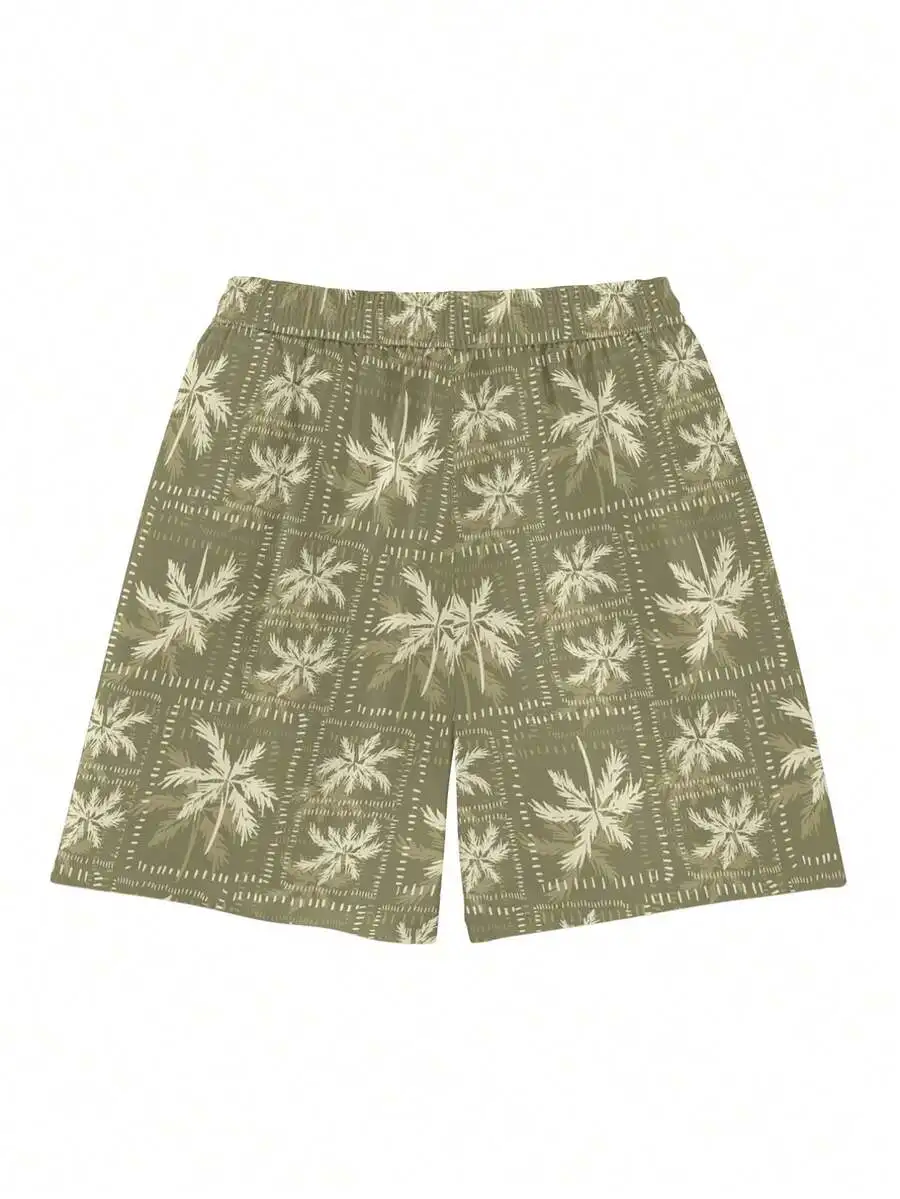 

Grid Palm Tree Print Mens Lightweight Breathable Outdoor Shorts Polyester
