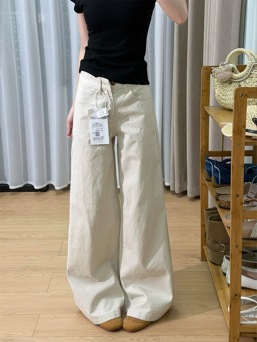 

High Waist Wide Leg Slim Fit Thin Denim Jeans Women's Summer New Style Straight Cut Jeans Casual American Style Blue Jeans