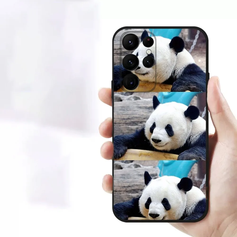 fubao panda Phone Case For Samsung S23,23,22,30,21,10,9,Note20 Ultra,Lite,Ultra,5G,Plus,FE,Black Soft Case