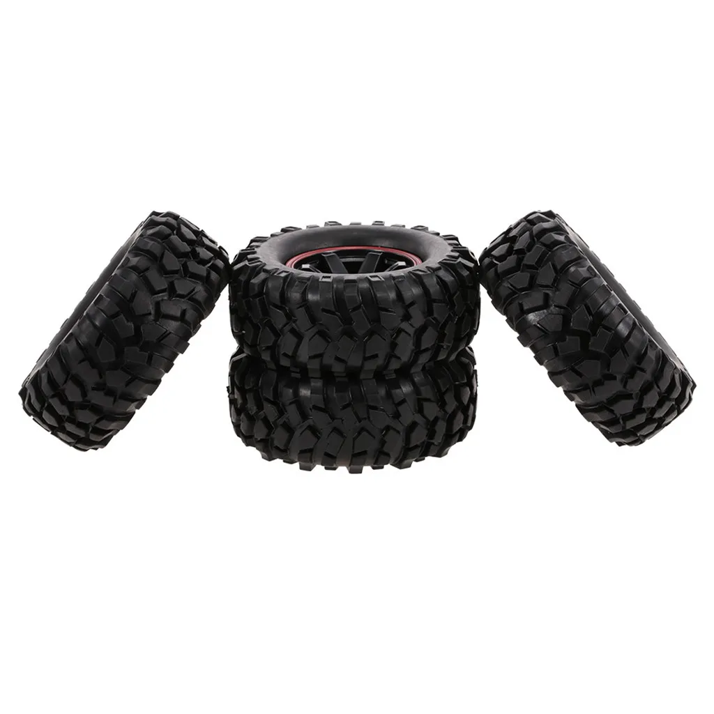 RCXAZ 4Pcs 96mm 110mm 1.9 Inch Rubber Wheel Rim Tire Beadlock for 1/10 RC Crawler Car HSP Redcat Traxxas AXIAL SCX10 90046 RC4WD