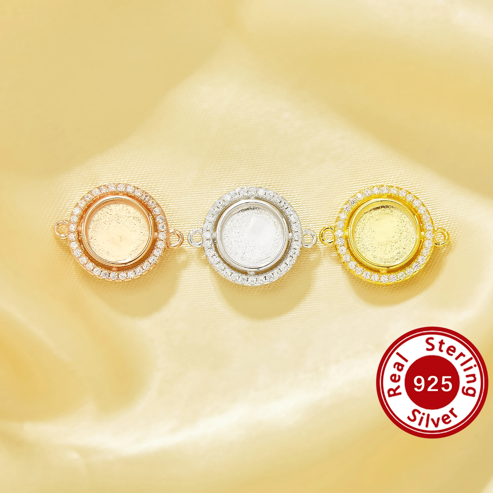 

Подвеска из смолы Halo с круглой рамкой на память, 8 мм, с двумя петлями, подвеска из твердого серебра 925 пробы 1411487