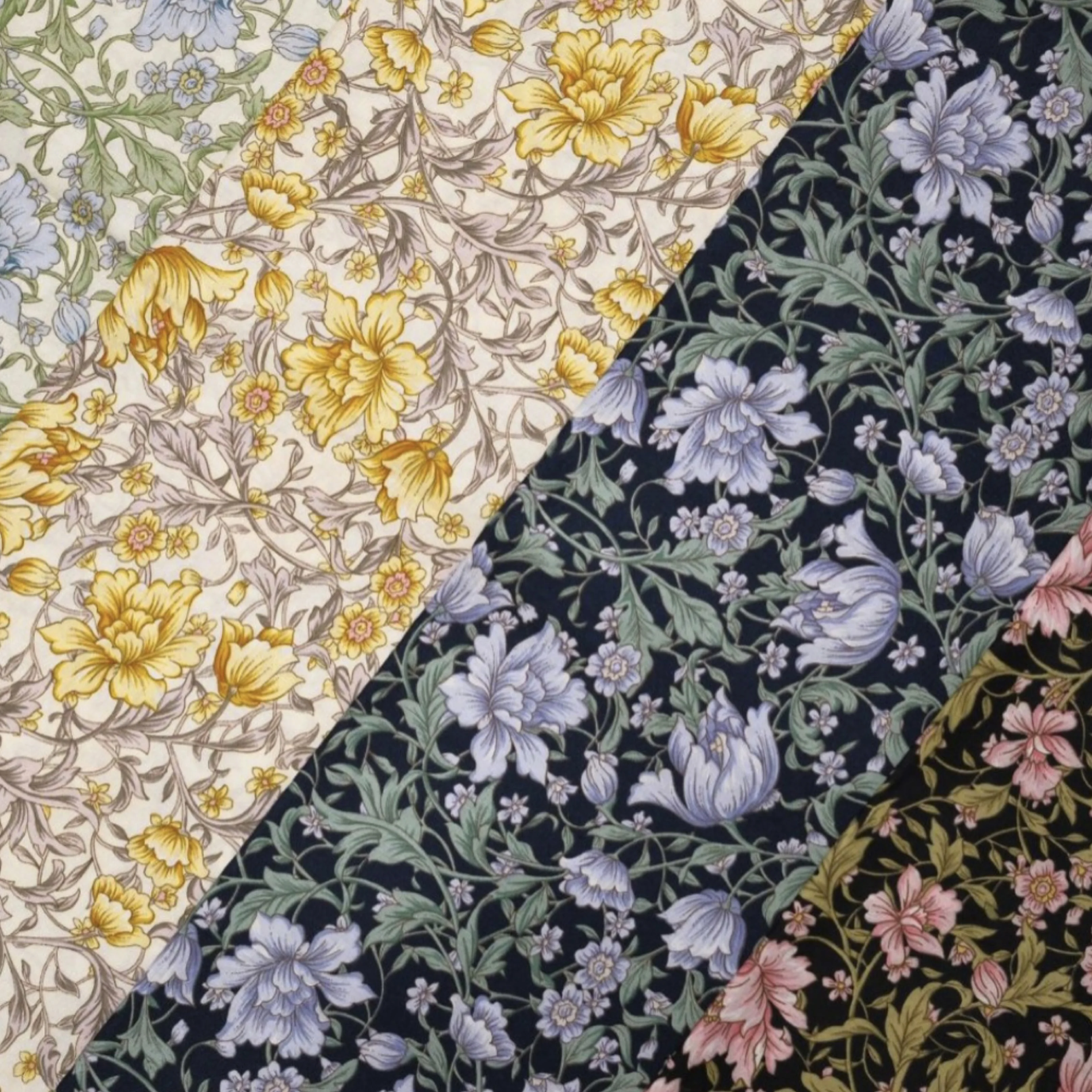 William Morris Style Floral Printed 100% Cotton Fabri for Sewing Dress Shirt Blouse Quilting DIY Handmade Craft Garment Material