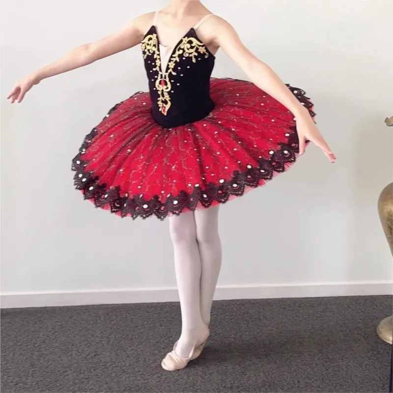 Children Ballet Costumes Tutu Skirt Don Quixote Ballet Gauze Skirt Red Blue Girls Kids Ballet Stage Performance Dress With Hoop