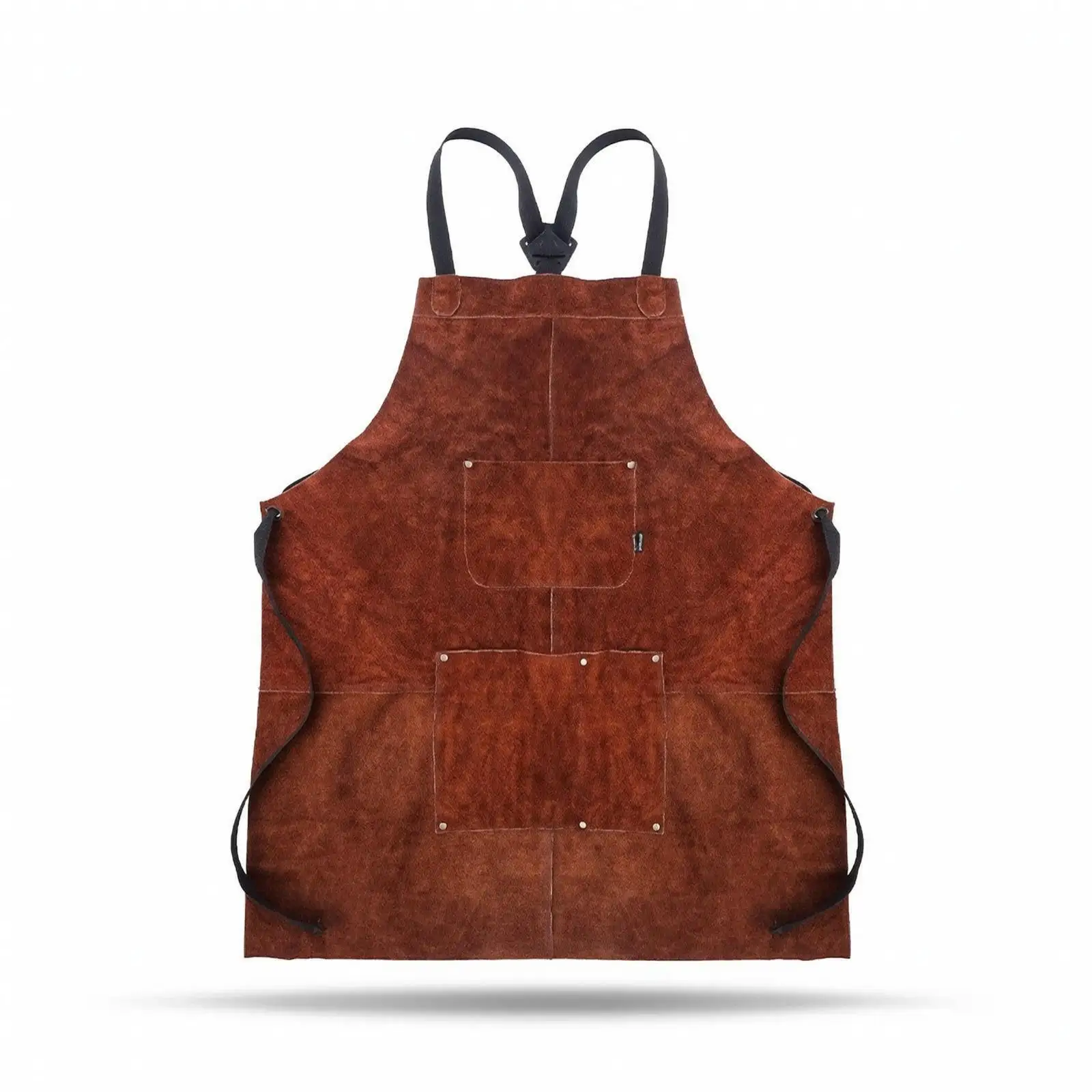 Heavy Duty Split Cowhide Leather Outdoor Apron with Multiple Pockets for Grilling BBQ Woodworking Workshop Tool Work