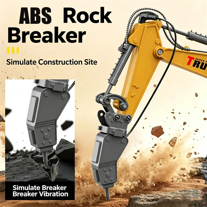 3in1 RC Excavator 17/19CH 2.4G Remote Control Alloy Truck Drill Grab Digging Engineering Vehicle with Spray Music Kids Boy Gifts