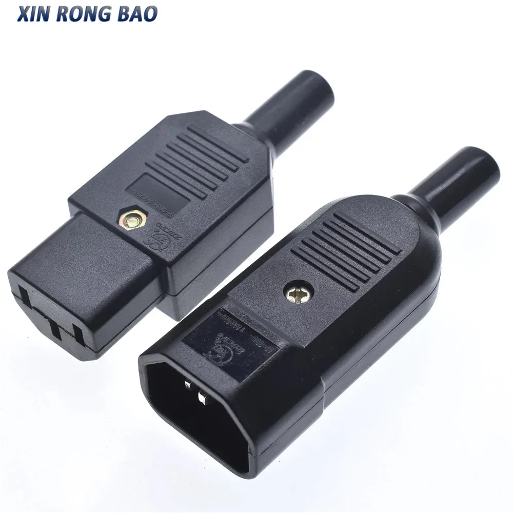 16A 250V IEC Straight Cable Plug Connector C13 C14 Female Male Plug Rewirable Power Connector 3 Pin AC Socket Industrial Plug BK