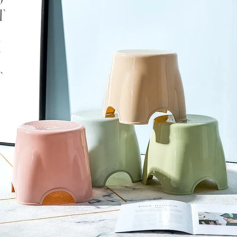 Japanese Plastic Low Stool Living Room Shoe Changing Stool Creative Home Thickened Coffee Table Adult Children Small Bench Round