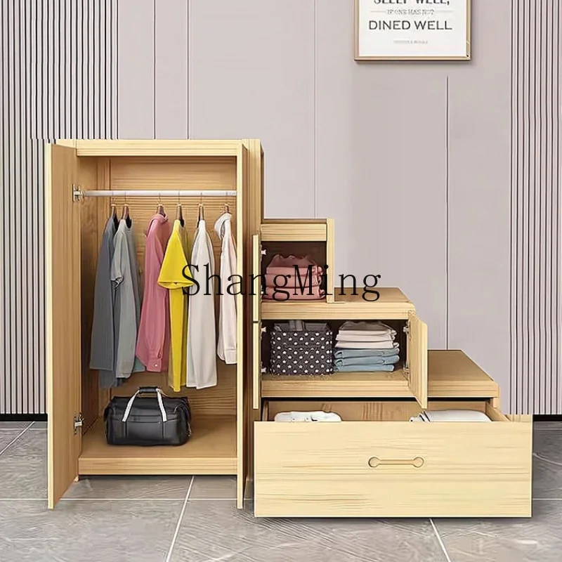 SM solid wood staircase cabinet upper and lower bed drawer ladder cabinet overall combination loft storage locker