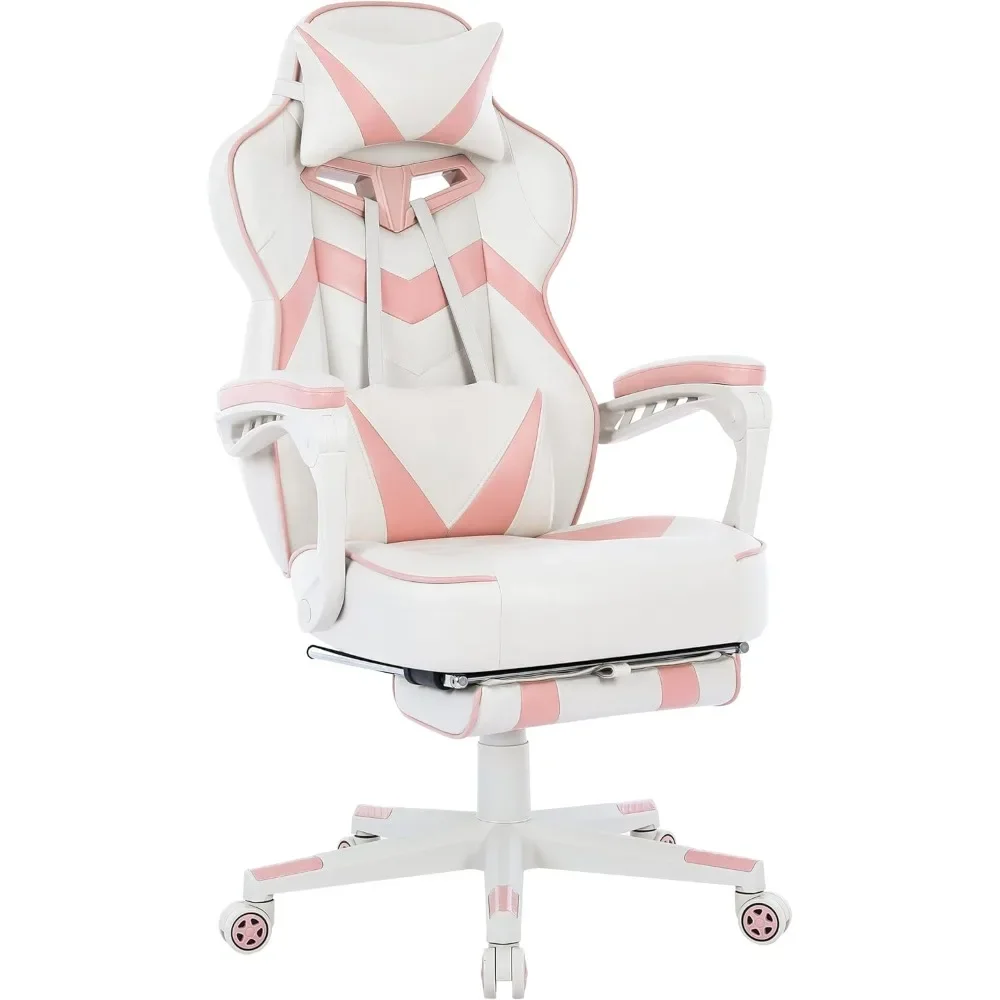 

Gaming Chair with Footrest,Big and Tall Gaming Chairs for Adults,Girls Computer Chair for High Back and Massage