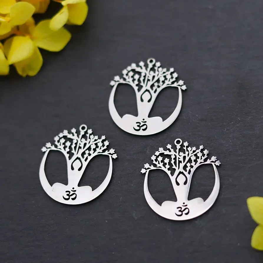 3 قطعة شجرة الحياة بوذا الفولاذ المقاوم للصدأ قلادة جالبة للحظ لصنع المجوهرات قلادة التمائم Yogo diy النتائج اليدوية السائبة