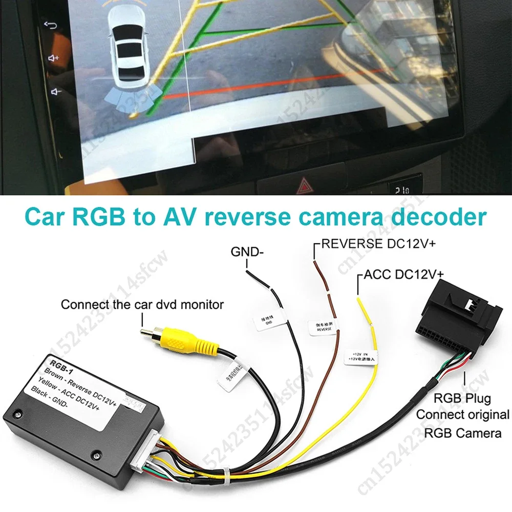 12V Car Rear View Camera RGB To RCA AV CVBS Signal Converter Decoder Box Adapter for VW RCD510/RNS510/RNS315 OEM Reverse Camera