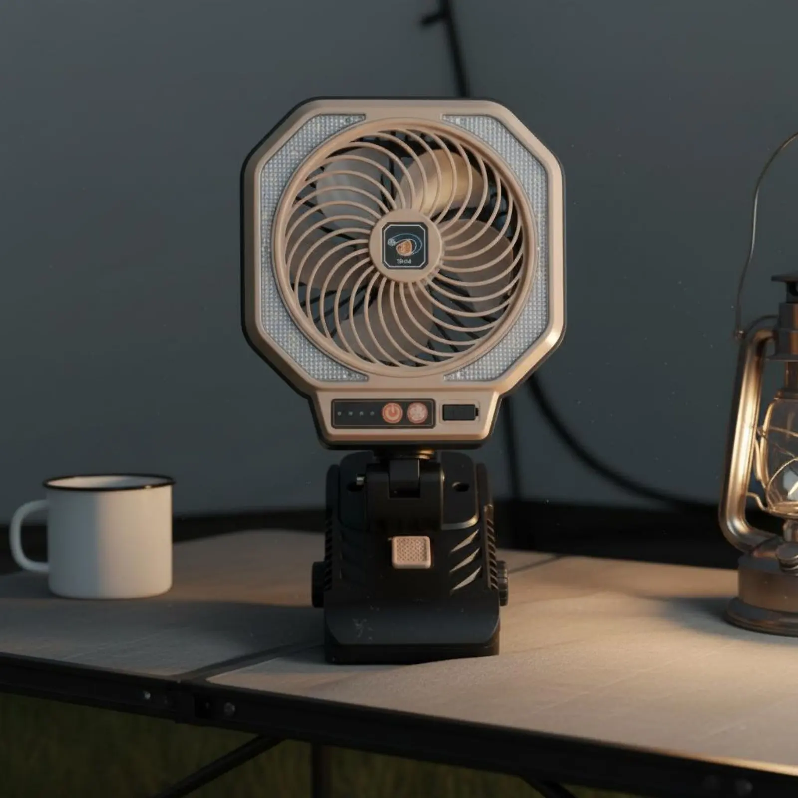 LED Fan Lamp Quiet Folding Air Circulator Lamp Rechargeable Clip Fan Light 3 Speed Levels Cooling Device for Travel, Camping