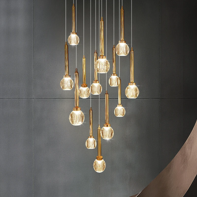 

Скандинавская лестница, люстра, подвесной светильник на чердаке, современный шар, лестница, вилла, дуплекс, потолочные подвесные светильники для гостиной