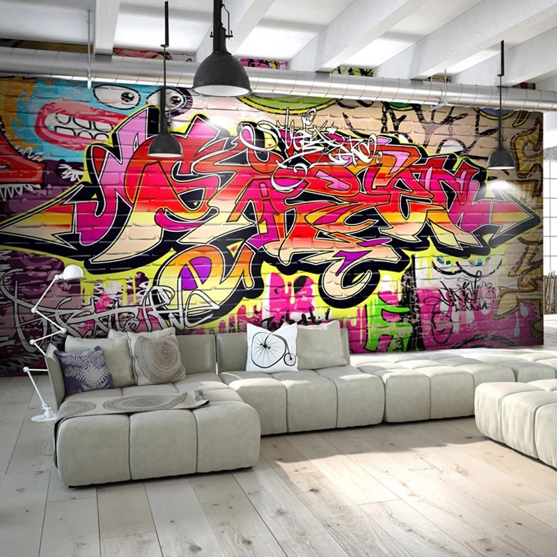 Custom Photo Wallpaper Fashion Personality Graffiti Letters Bar KTV Bedroom Mural Living room sofa TV background wall restaurant