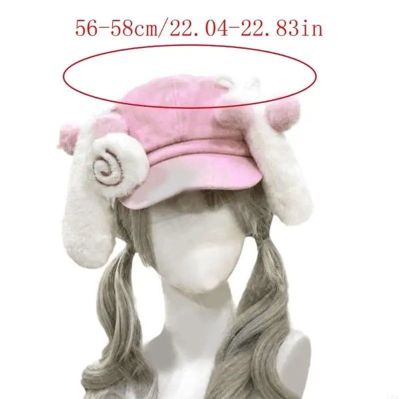U4LE Berretto con Orecchie Pelose con Fascino Coniglio Cappello da Pittore Cappello da Cabbie Britannico per Autunno Inverno