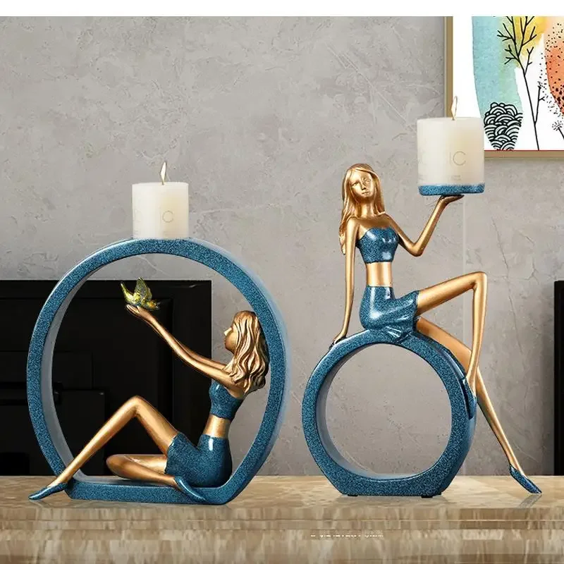 Candle Holder Girl Yoga Ornaments Crafts Modern Minimalist Furnishings Romantic Dinner Decoration Home