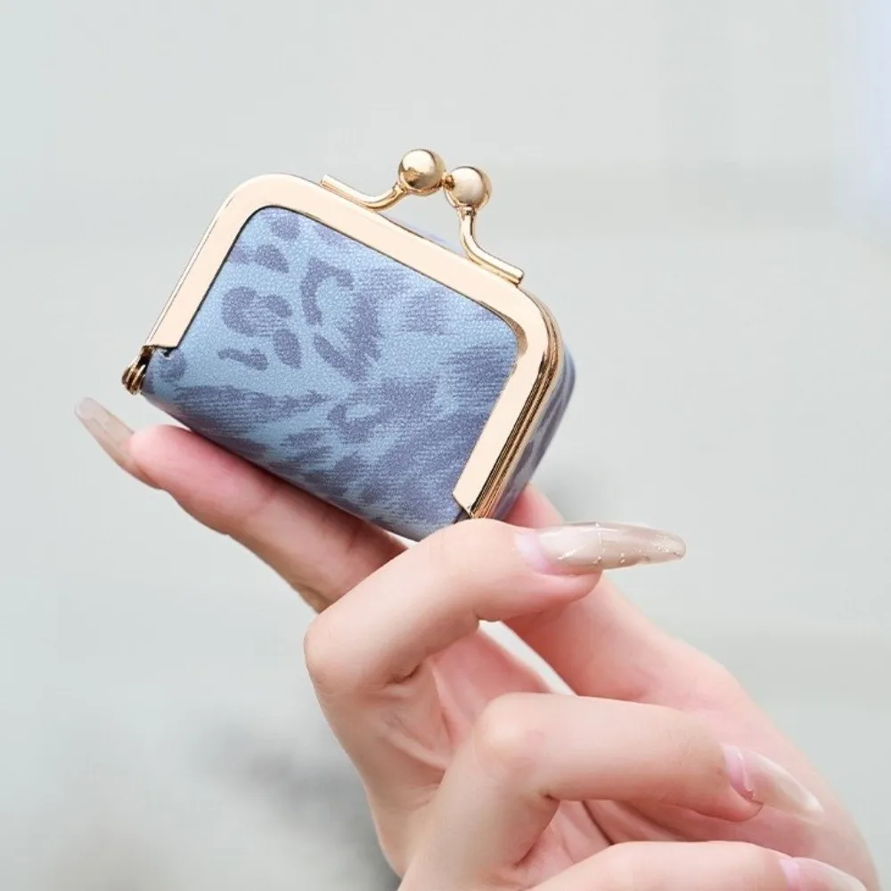Exquisite Multi Color Mini Kiss Lock Storage Pouch Leopard Print PU Leather Coin Purse Mini Jewelry Box Women