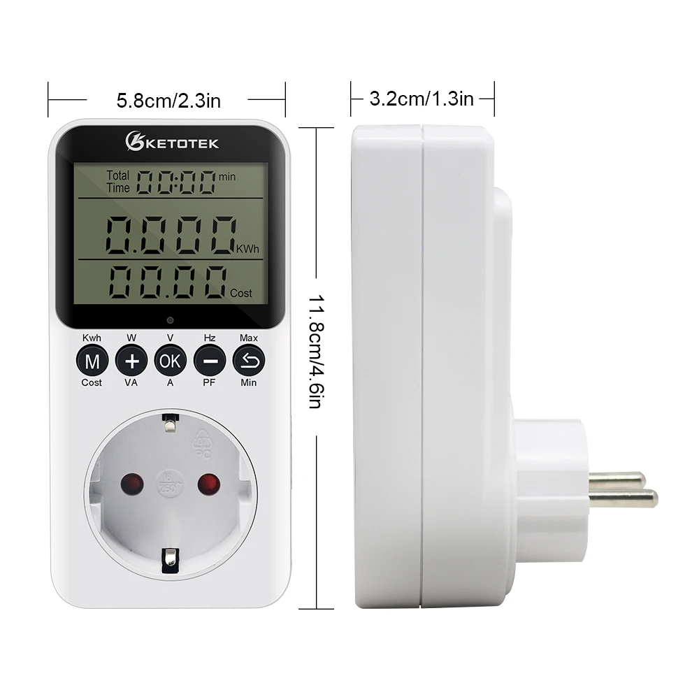 220V Digitale Wattmeter Socket Eu Plug Ac Power Analyzer Energie Unit Elektrische Verbruik Meter Va Pf Hz Watt Kwh meter