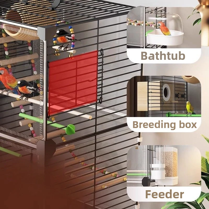 

Ornamental Cage Parrot Bird Cage Double-layer Large Space Bird Supplies Easy Interactive House with Drawer Tray