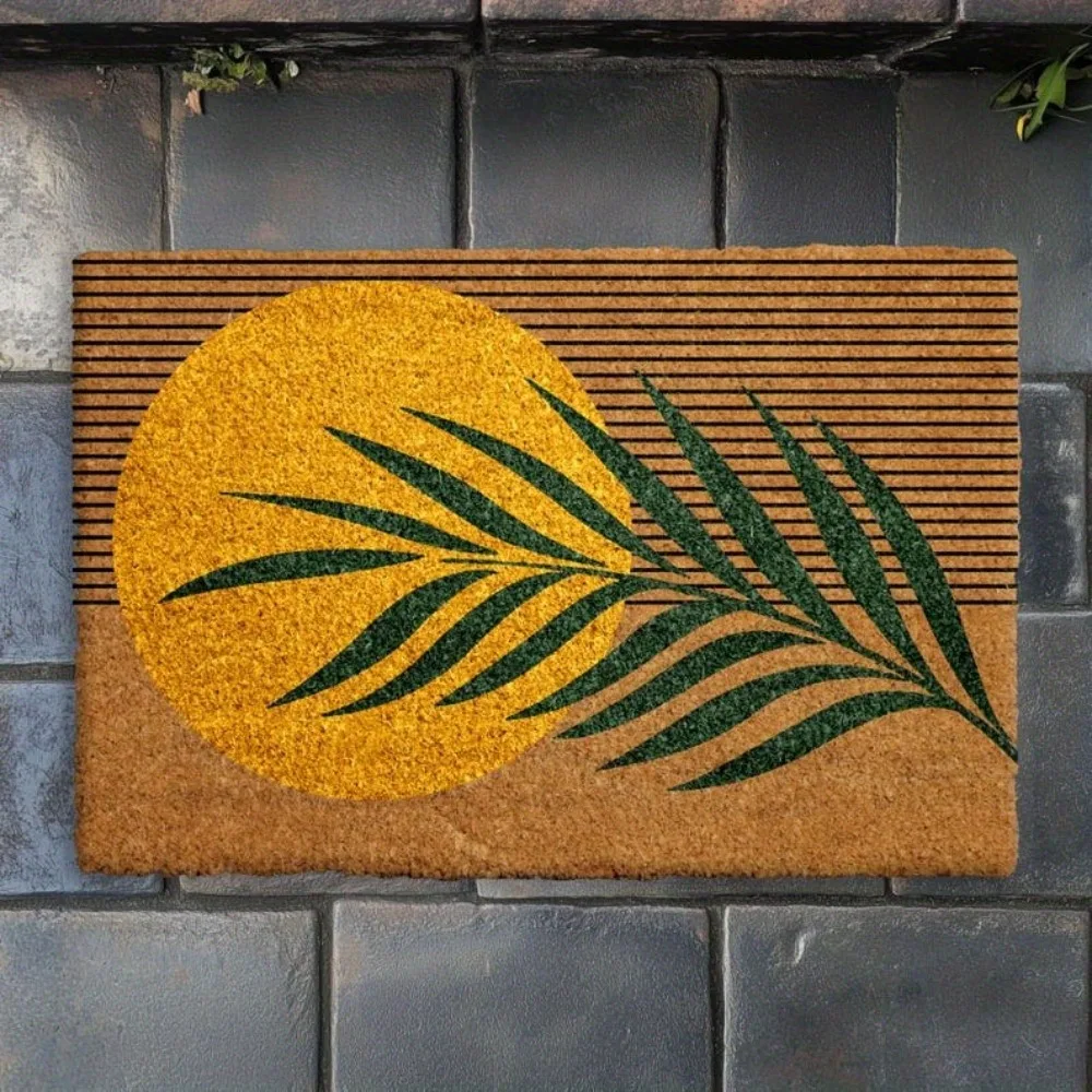 Tropical Palm Leaf Sunflower Doormat Non Slip Washable Entrance Welcome Mat Indoor Outdoor Porch Patio Home Decor 1PC - view 4