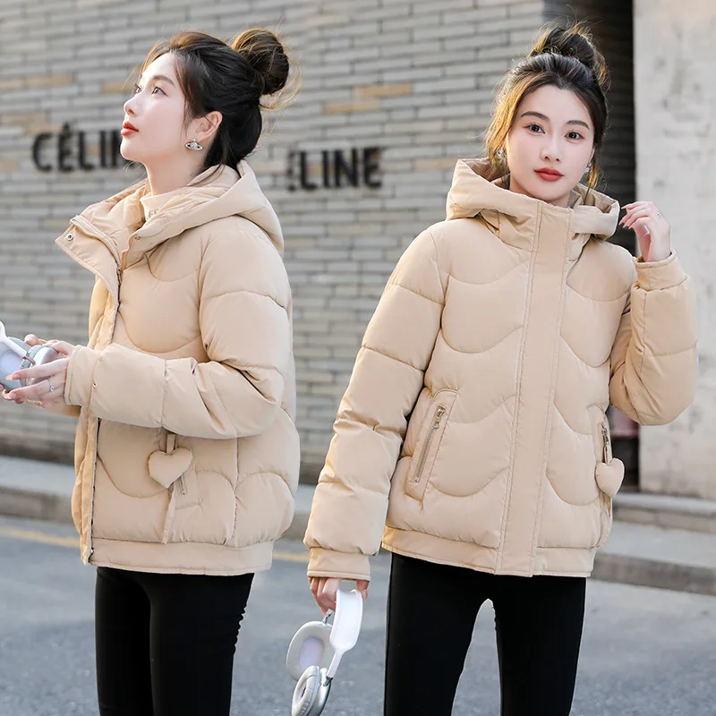 Women's Winter New Simple Elegant Wrapped Cotton Coat Hooded Parkas 2024