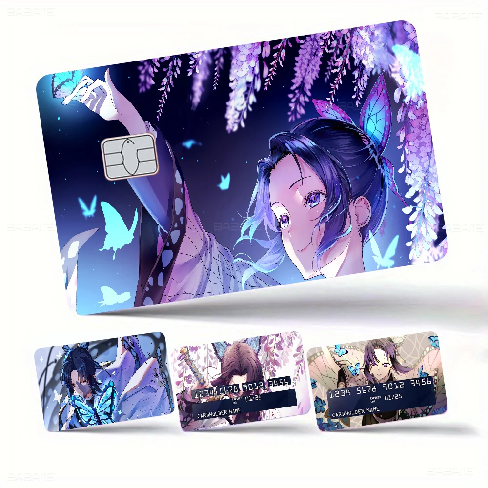 Demon Slayer Kochou Shinobu Anmie Sticker Film Skin Cover for Credit Card Debit Bank Card Front