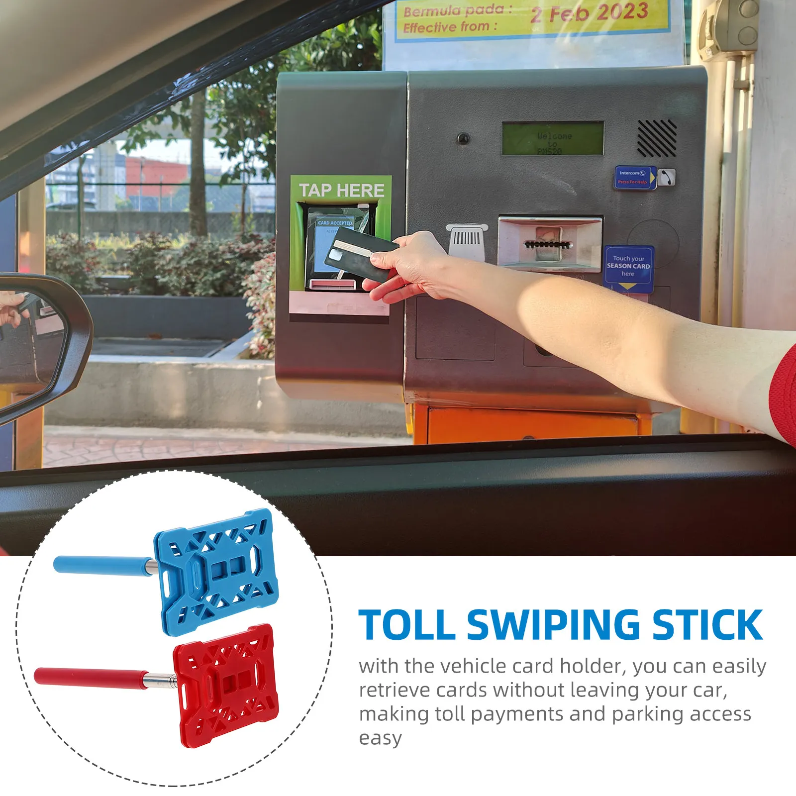 2Pcs Vehicle Parking Card Holder Extender Telescopic Tool Contactless Payment Toll Parking Card Grabber Stick Toll Swiping Stick