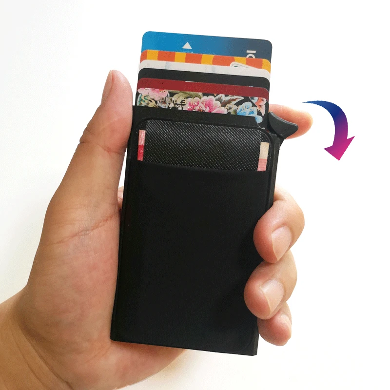 Aluminum Credit Card Wallet RFID Automatic Pop-up Bank Creative Card Holder Case Female Mini Metal Smart Wallet For Male Men