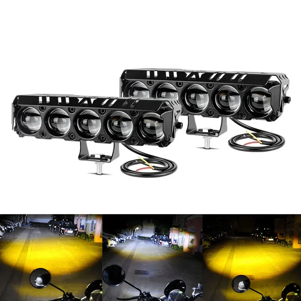 

5LED Lens Fog Light Auxiliary Headlight 30W White/Yellow Spotlight Driving Light for Truck Car Motorcycle ATV SUV Boat