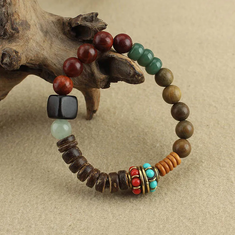 

Аксессуары для рукоделия: новый браслет в китайском стиле с бусинами Дубао, экзотический этнический браслет, ретро-браслет на эластичной веревке, в стиле Гочао, под старину.