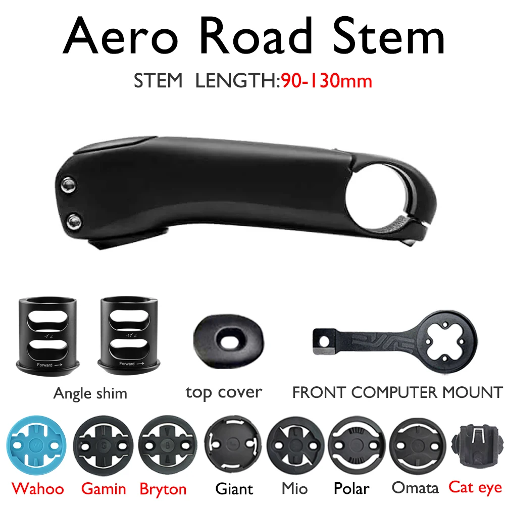 

Road Bike Aero Stem -12° Fixed/Adjustable -17°/-7° with Angle Shim T1000 Carbon Fiber 31.8mm Bar Clamp GPS/Computer Mount
