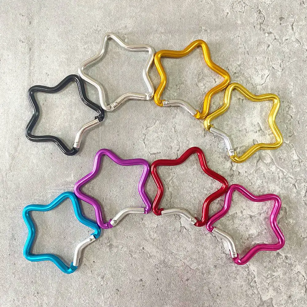 10 ชิ้น Five - Pointed Star อลูมิเนียม Carabiner Key Chain พวงกุญแจกลางแจ้ง Hook ขวดน้ําแขวนหัวเข็มขัดอุปกรณ์เสริม HYP