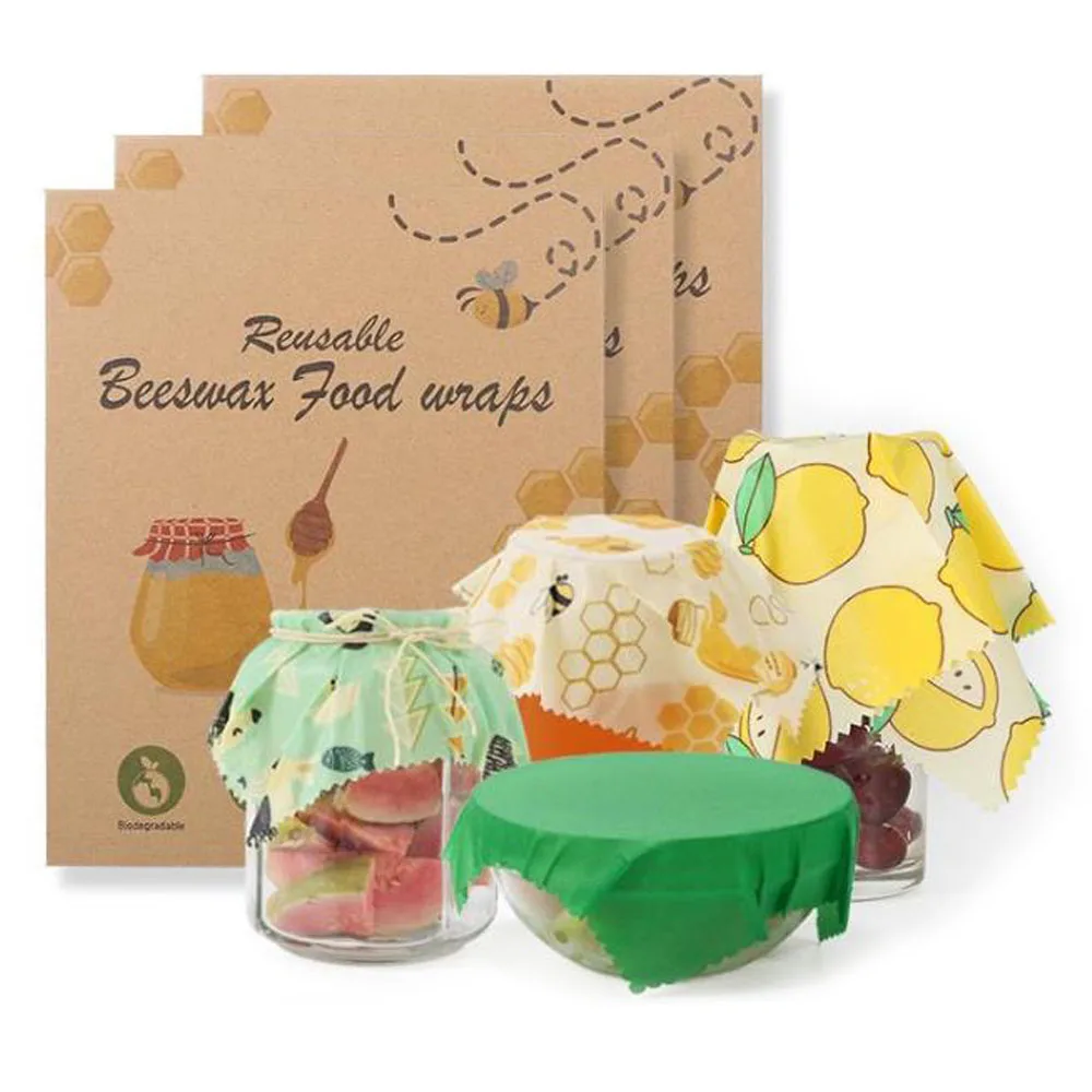 3PCS/Set Reusable Storage Wrap Sustainable Organic Sandwich Cheese Food Wrapping Paper BPA Free Bees Wax Food Wrap