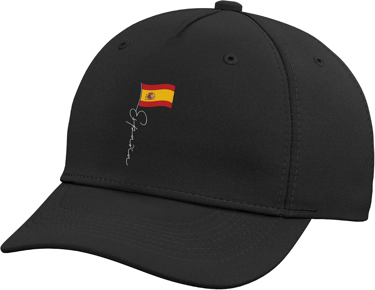 Spain Signature Flag Pole - Patriotic Spanish Flag Adjustable Baseball Hat Unisex Adult Yp Classics Retro Snapback Cap  Cotton