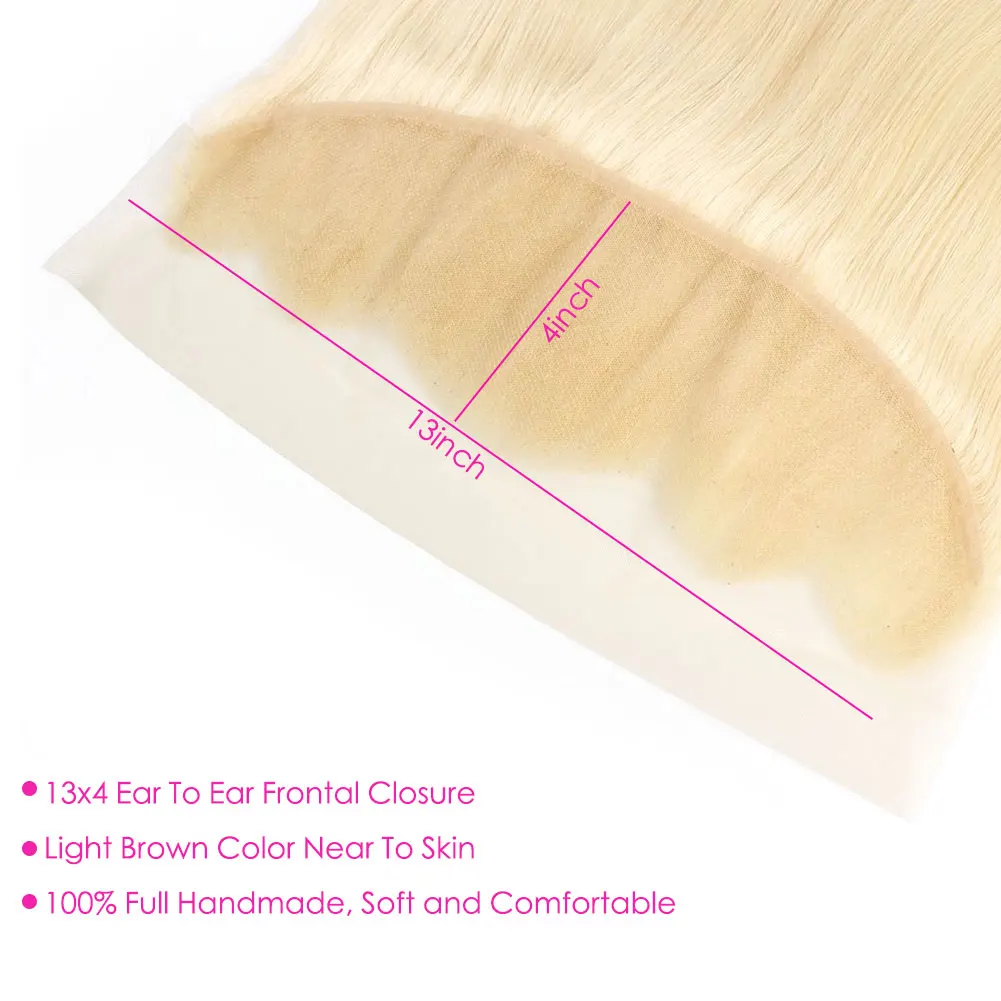 613 blondes menschliches Haar 13x4 Spitze Frontal verschluss vor gezupft transparente Spitze Frontal natürlichen Haaransatz 10-18 Zoll Verschluss