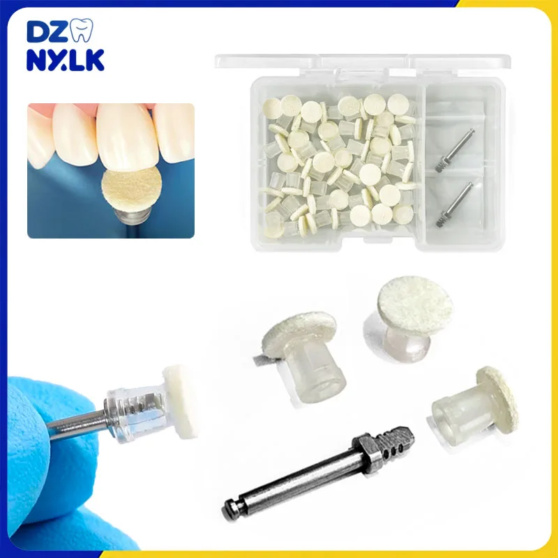 

50Pcs Dental Polishing Paste Impregnated Disc Kit Composite Finishing Disc Felt Wheels With 2Pcs Mandrel High Gloss Polishing