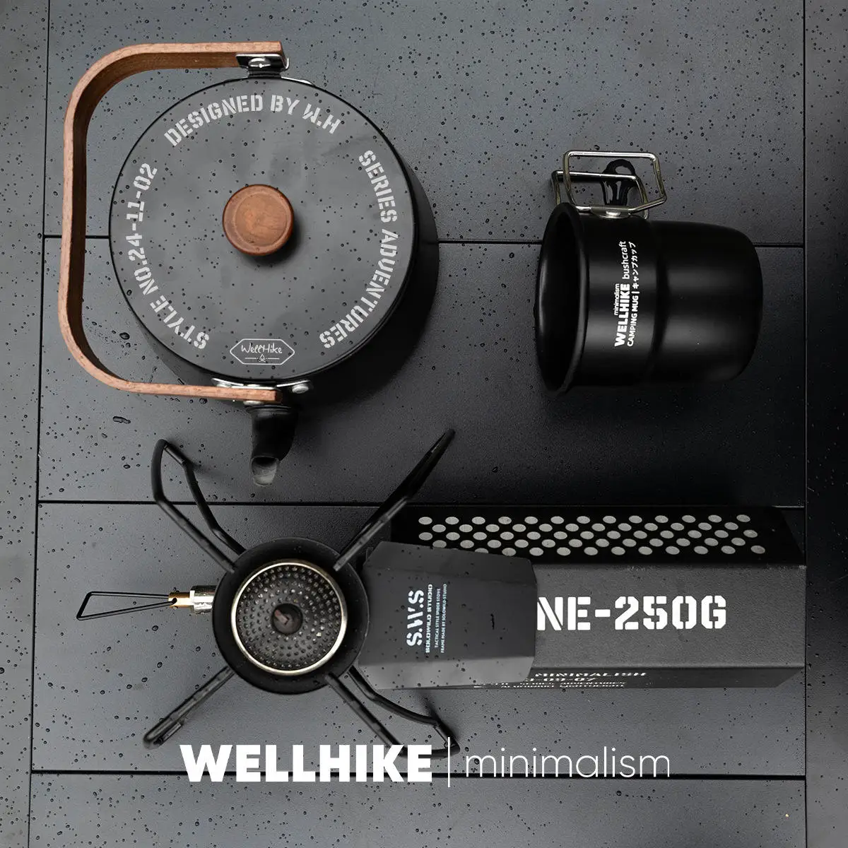1.1L Outdoor Camping Kettle Hard Oxidized Aluminum Alloy Wood Handle Teapot Camping Pot Mountain Climbing and Picnic Kettle