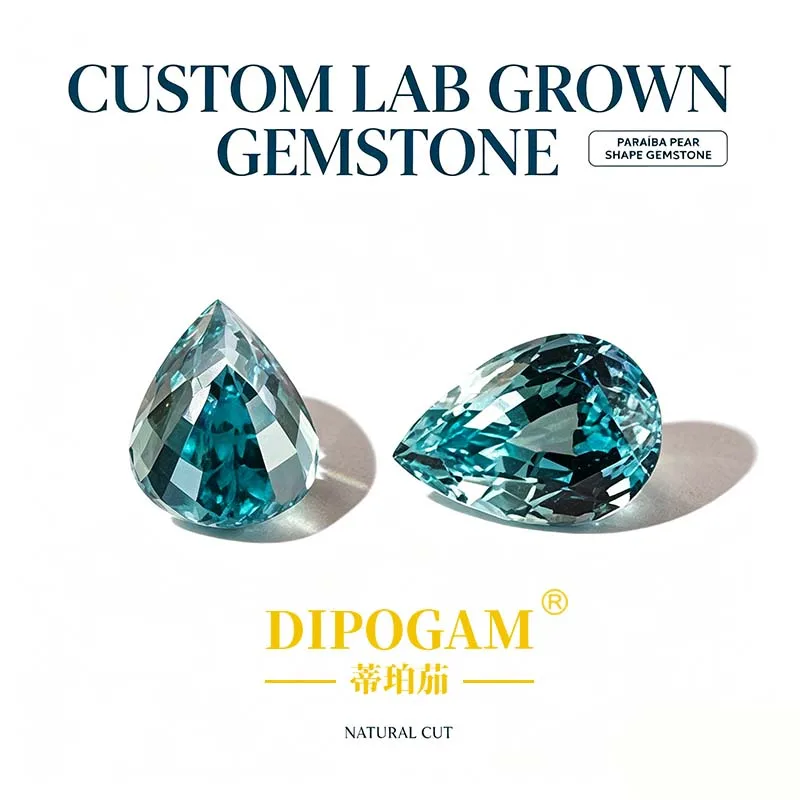 Factory Direct Wholesale Pear Teardrop Shape Cultured Diamond Paraiba Gemstone Light Ocean Blue Stone Jewelry Women Accessories
